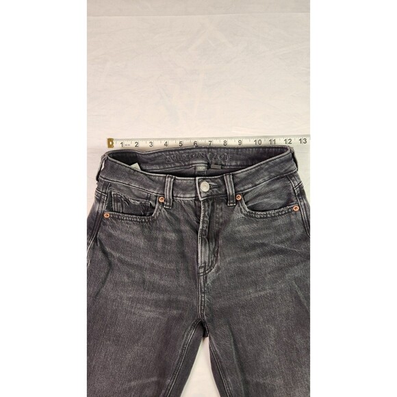 American Eagle Distressed Mom Jeans black wash size 0 long - Picture 6 of 11